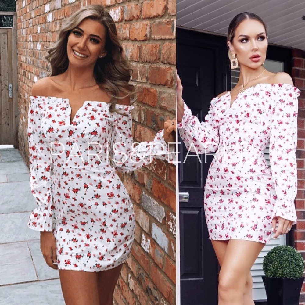 Floral Romance White Off The Shoulder Dress